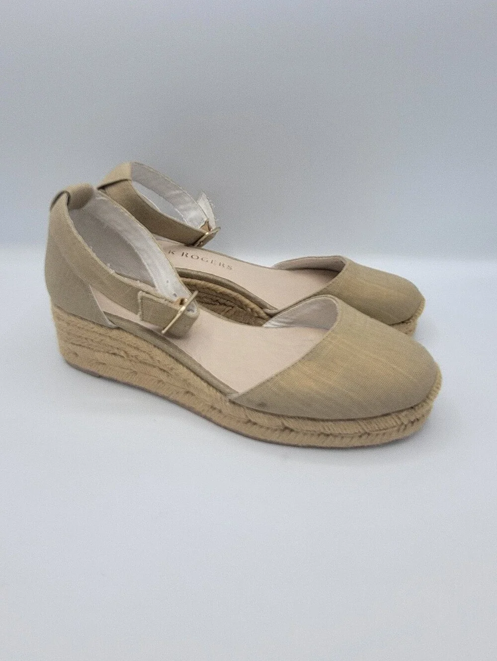 Jack Rogers Beige Espadrille Wedge Sandals with Ankle Strap
